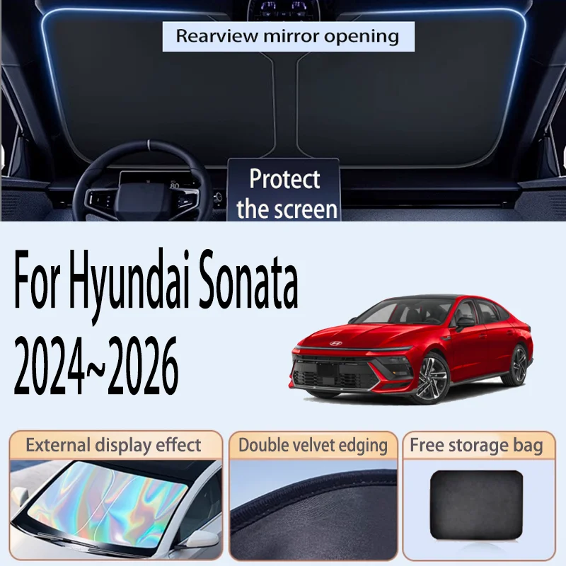 Фото Складной отражатель солнцезащитный козырек для Hyundai Sonata 2024 ~ 2026 2025 лобовое стекло автомобиля солнцезащитный козырек теплоизоляция летние автоаксессуары №2