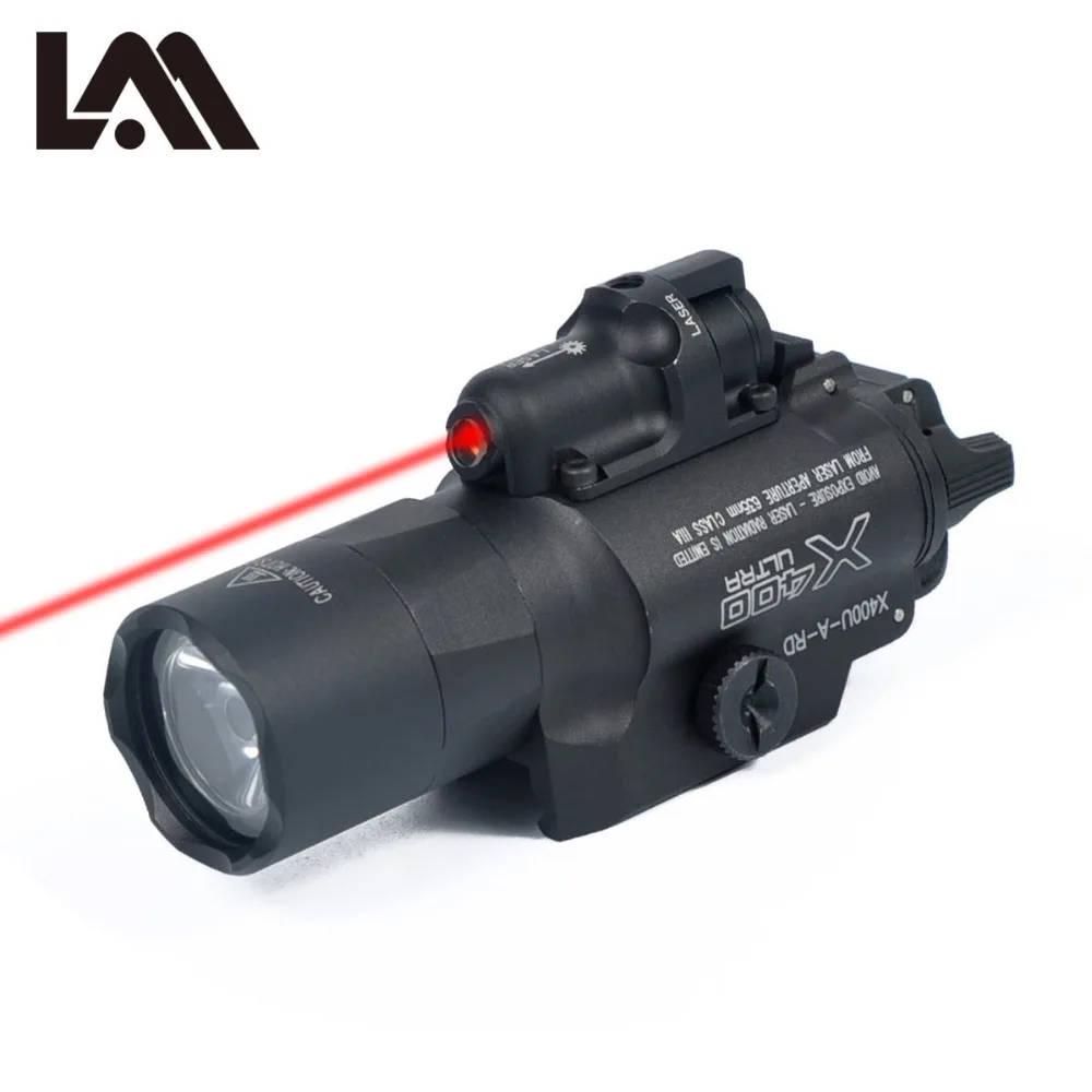 Tactical SF X400 Ultra Night Evolution Pistol Light with Red Laser Weapon Flashlight Lanterna Fit 20mm Picatinny Weaver Rail