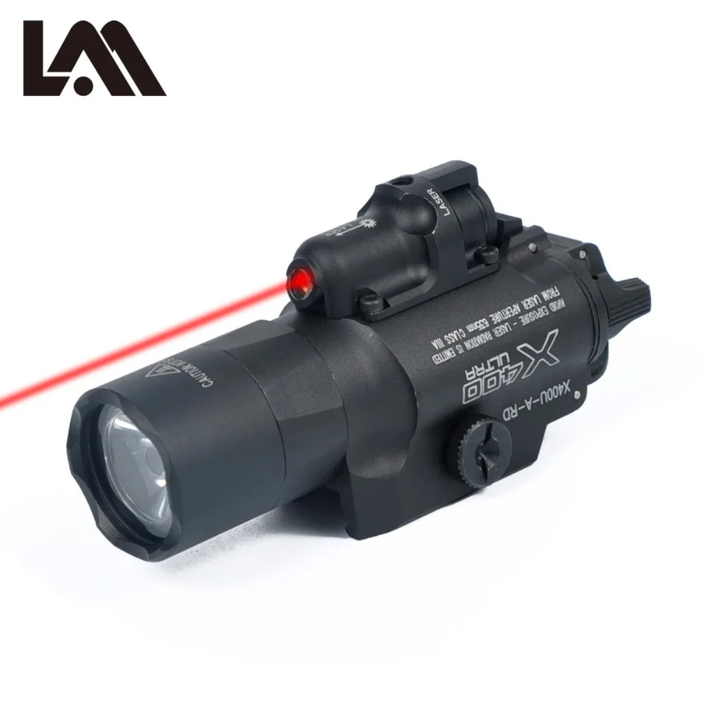 

Tactical SF X400 Ultra Night Evolution Pistol Light with Red Laser Weapon Flashlight Lanterna Fit 20mm Picatinny Weaver Rail