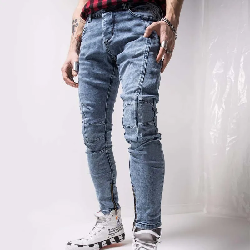 Blue Skinny Jeans High Quality Asian Streetwear Men Casual Mens Bottoms Locomotive Cargo Jeans Men Pantalones De Hombres Jeans