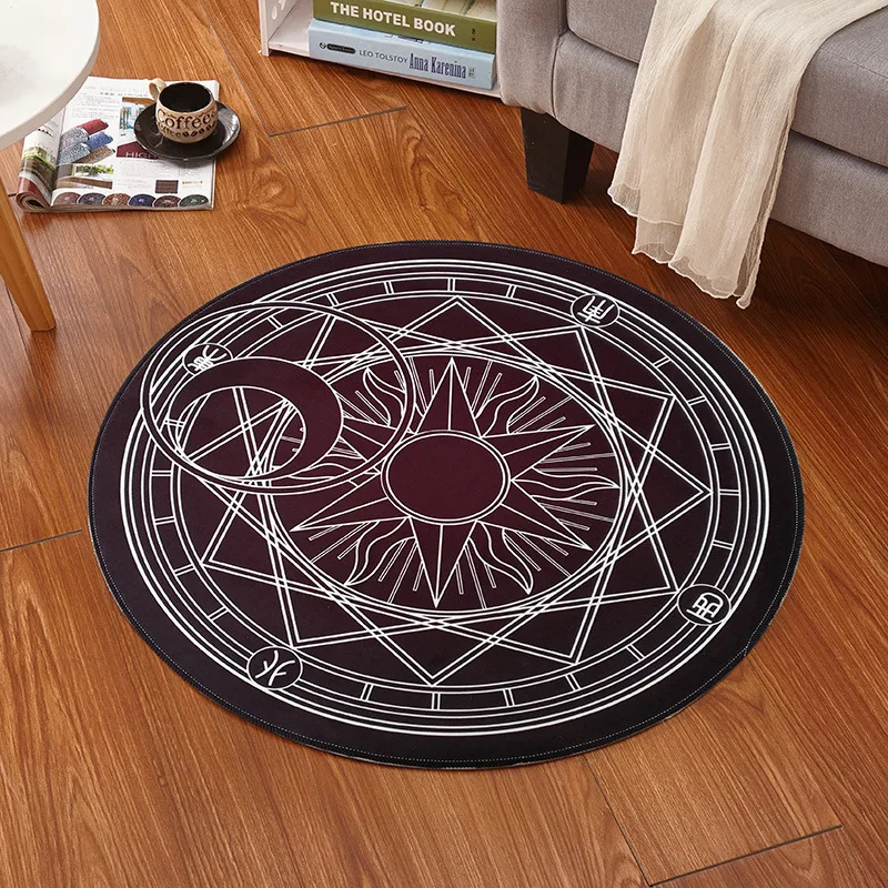 Witchcraft Supplies Printed Round Carpet Living Room Rugs Floor Carpet Bath Mats Bedroom Rug Flannel Anti-Slip Yoga Mat gifts