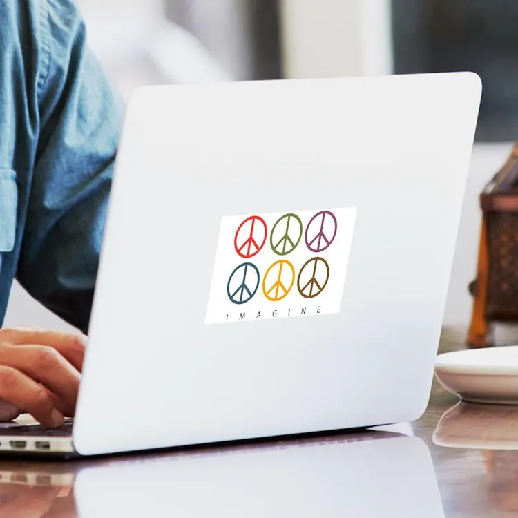 

Представляем-шесть знаков мира, прямоугольная наклейка, прямоугольная наклейка для ноутбука, автомобиля, милое мультяшное искусство, модны...