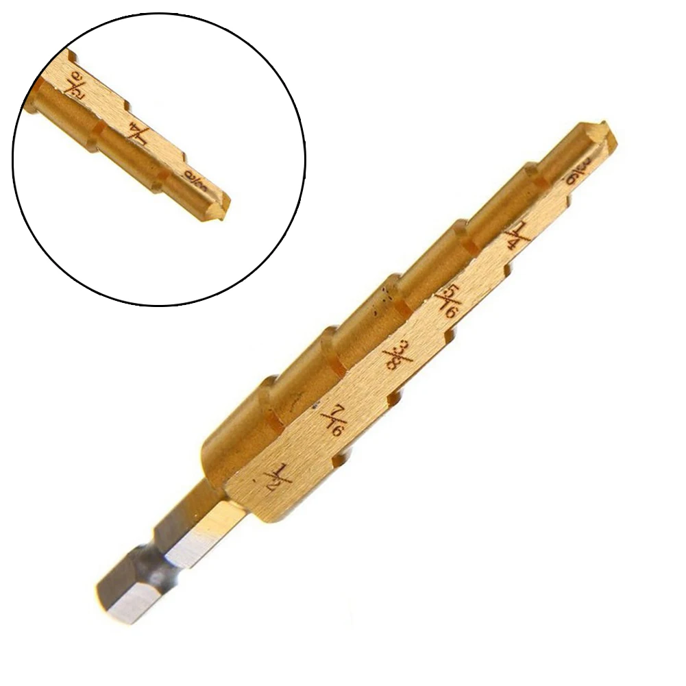 

3/16-1/2 HSS Step Drill Bit 3/16" 1/4" 5/16" 3/8" 7/16" 1/2" For Iron Plate Steel Plate PV Plate Insulation Plate Power Tool