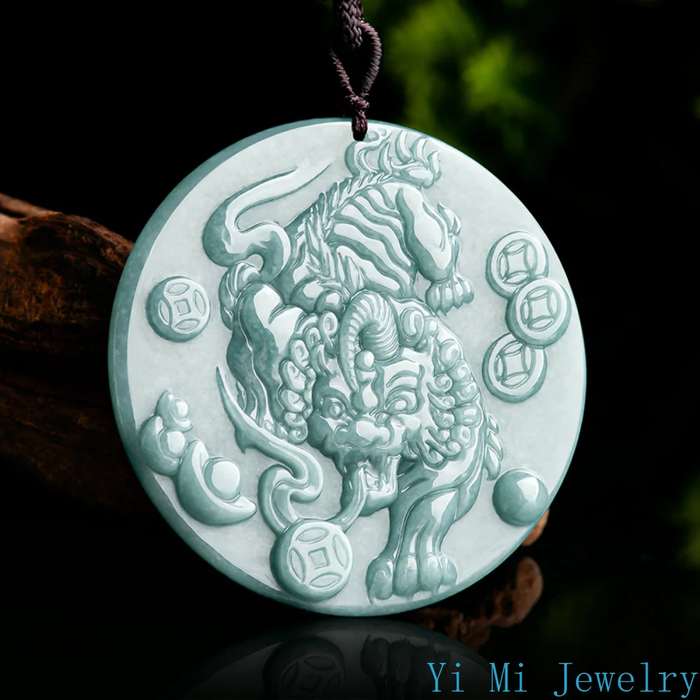 

Натуральный нефритовый кулон класса А, подвеска Pixiu из клейких семян, Нефритовое сокровище, притягательный мужской кулон Piqiu, женский кулон