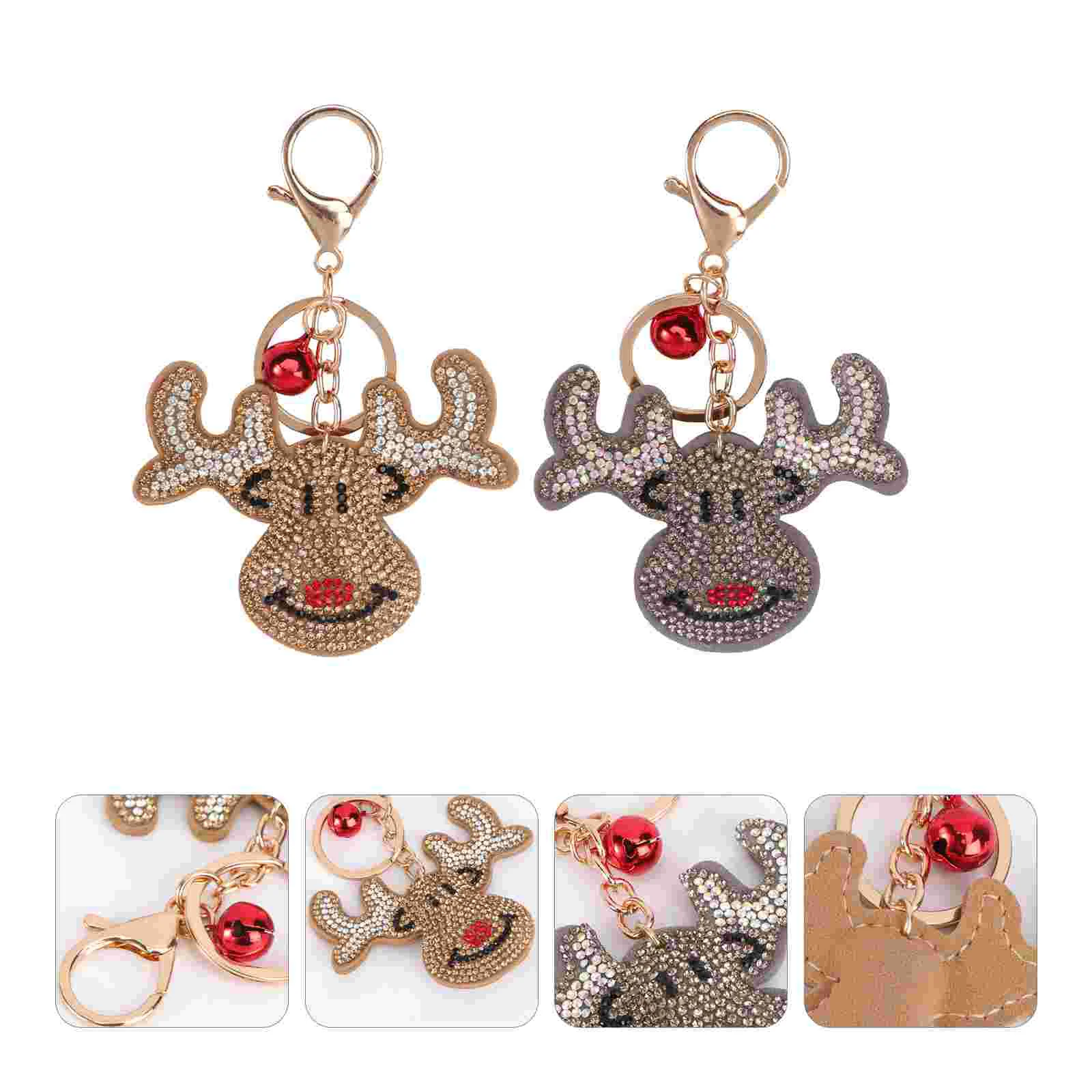 

Keychain Key Christmas Ring Reindeer Gift Pendant Keychains Lovely Decor Chain Bag Elk Santa Claus Decorative Xmas