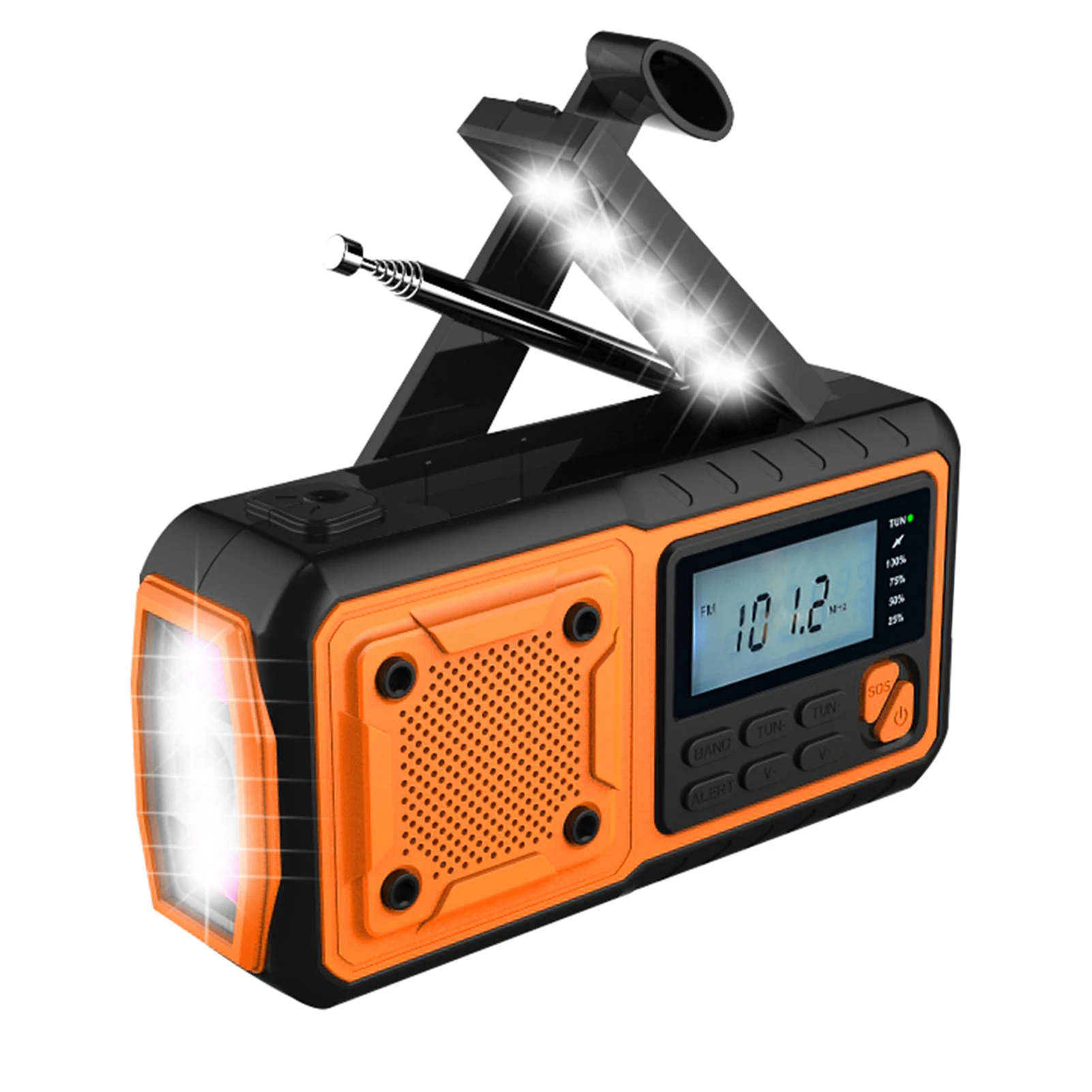 

4000mAh Emergency Weather Radio Portable Solar Hand Crank Radios Portable Power Bank with Reading Lamp LED Flashlight SOS Alarm
