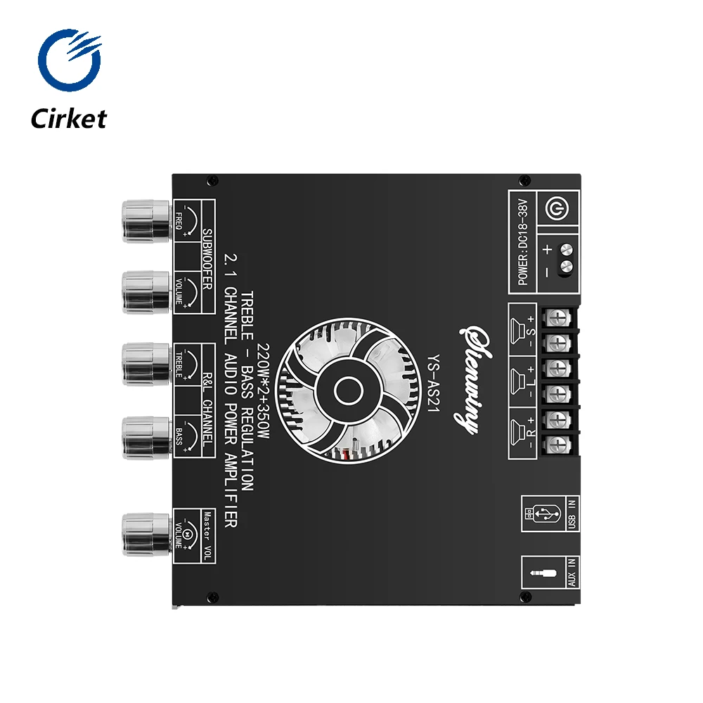

Cirket YS-AS21 Bluetooth digital power amplifier module TPA3251 High and low pitch subwoofer 220WX2+350W