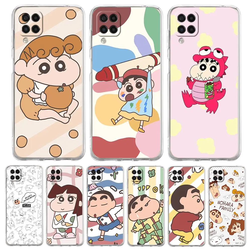 

Cute Crayon Shin-chan Clear Phone Case For Samsung Galaxy A51 A71 A21S A12 A11 A31 A41 A52S A32 A01 A03S A13 A22 5G Soft Cover