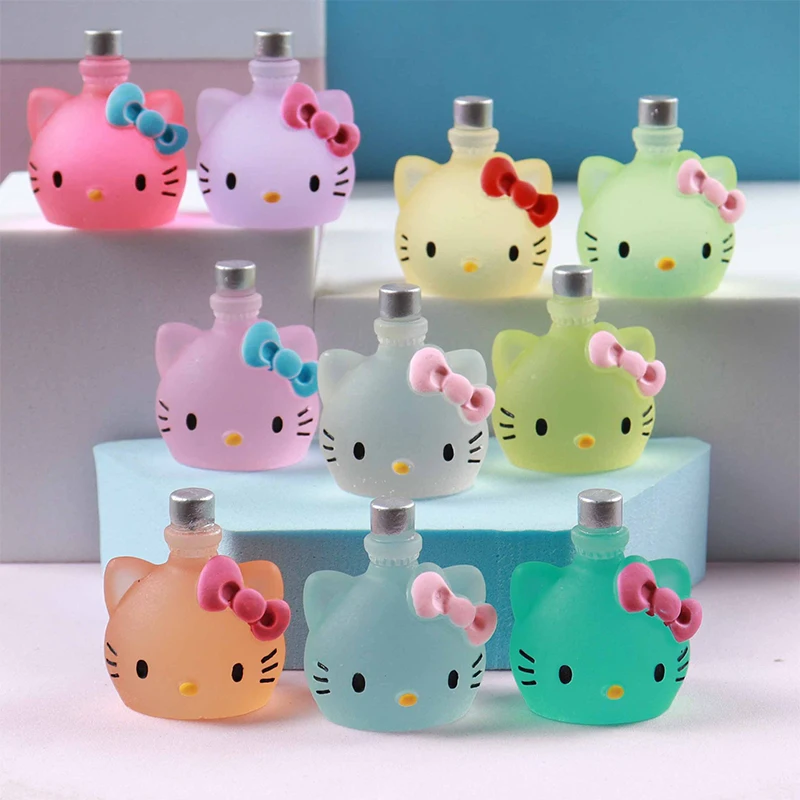 

3Pcs/ Hello Kitty Resin Cute Cartoon Luminous Bottle Handmade Diy Decoration Materials Child Toy Gift