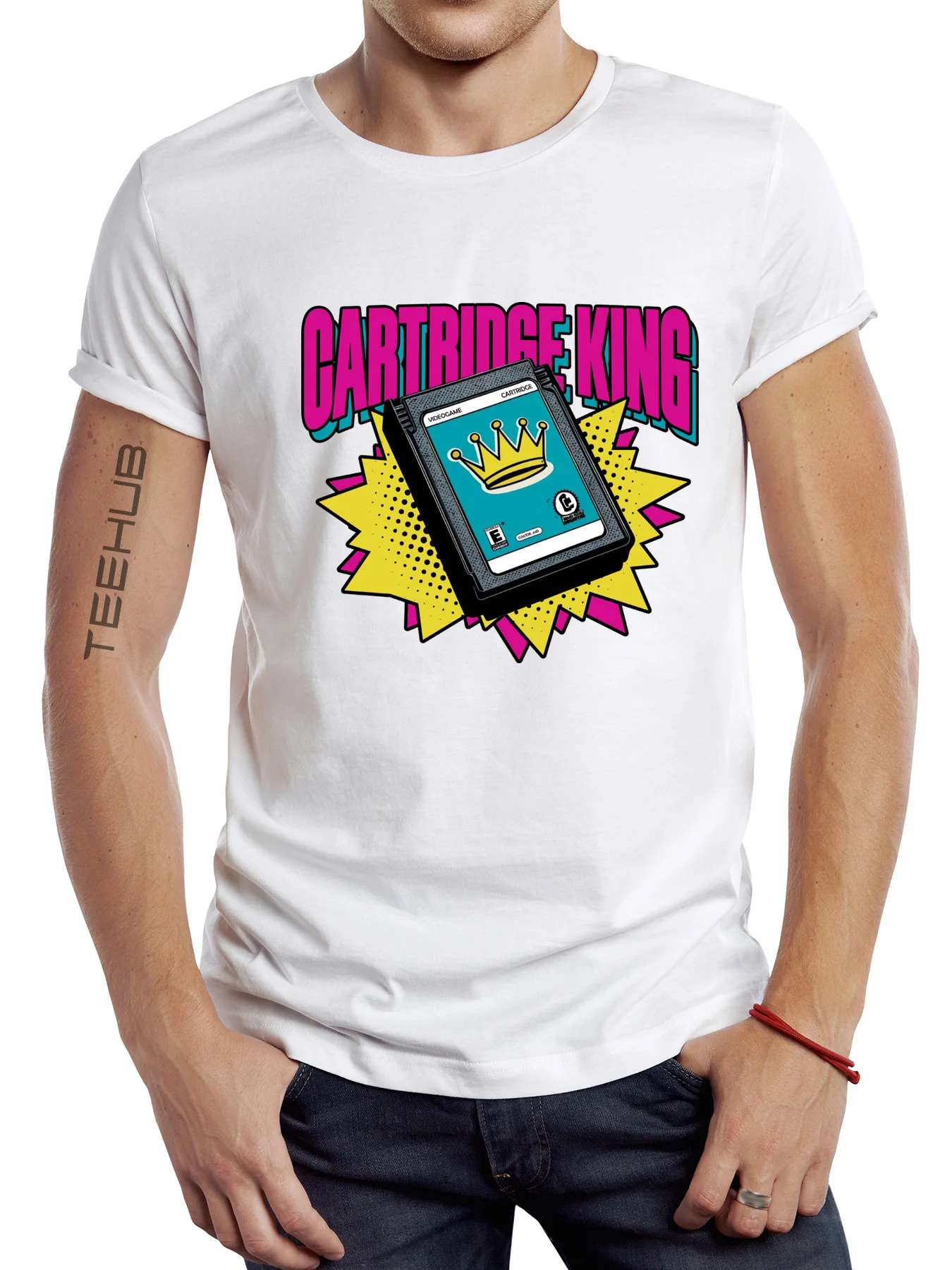 2024 модная мужская повседневная спортивная футболка с принтом Cartridge King круглым