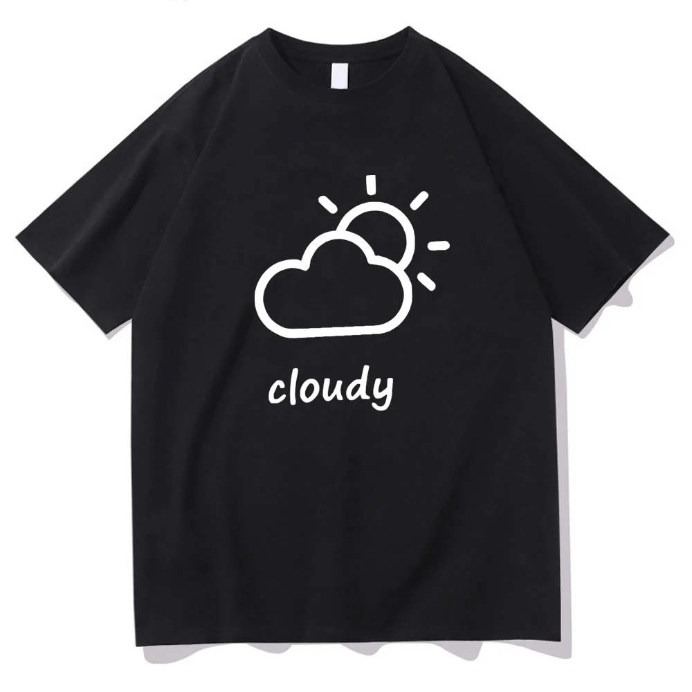 

Weather Cloudy Minimalist Lines T Shirts WOMEN Kawaii/Cute Fashion Personality T-shirts100% Cotton Summer Slight Strech Casual