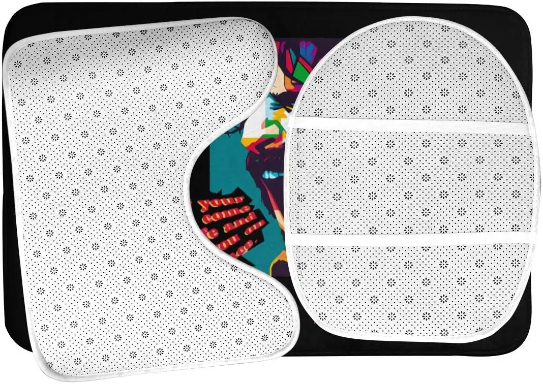

F + Rank Za-PPA 3 Piece Set Bath Mat Set, non-Slip Bathroom Mats Set/Bathroom Rugs/Contour Mat/Toilet Cover