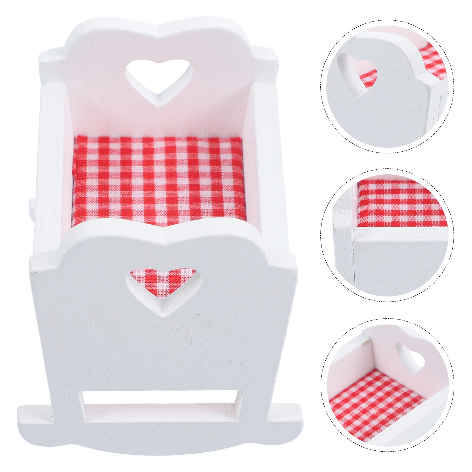 

House Cradle Bed Wooden Mini Furniture Adornment Supply Decor Home Ornaments Crib Miniature Crafts Baby Bassinet