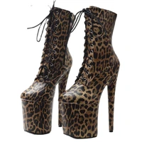 women leopard print ankle boots 20cm super high heel platform ladies pole dance night club party fetish shoes