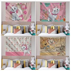 Disney Cute Marie Cat Hanging Bohemian Tapestry For Living Room Home Dorm Decor INS Home Decor