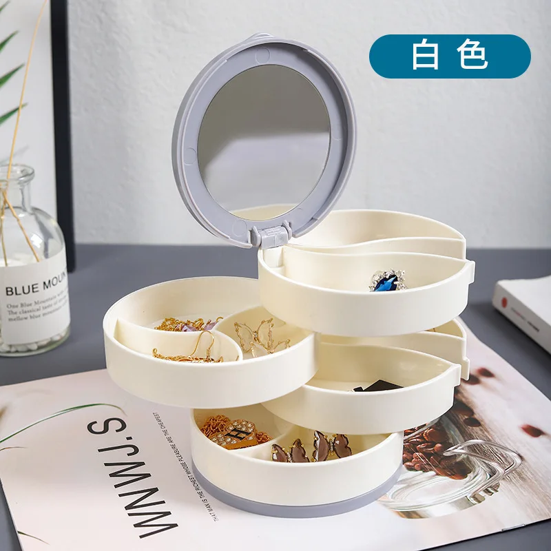 Multi Layer Jewelry Storage Box Rotating Makeup Storage Rack Necklace Earrings Circular Plastic Storage Box Bracket Display Rack