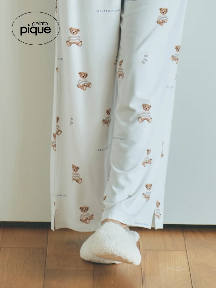 Loungewear Room Wear Gelato Pique Bear Prints Homewear Ppajama Dress  Molda