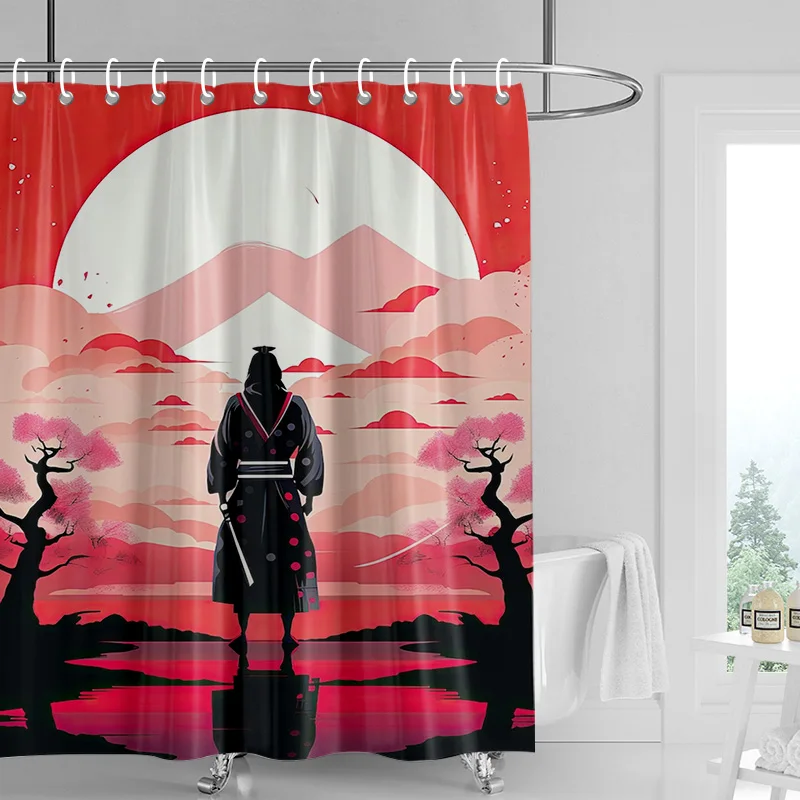 Занавеска для душа Gogi в японском стиле с принтом ретро устойчивая к выцветанию