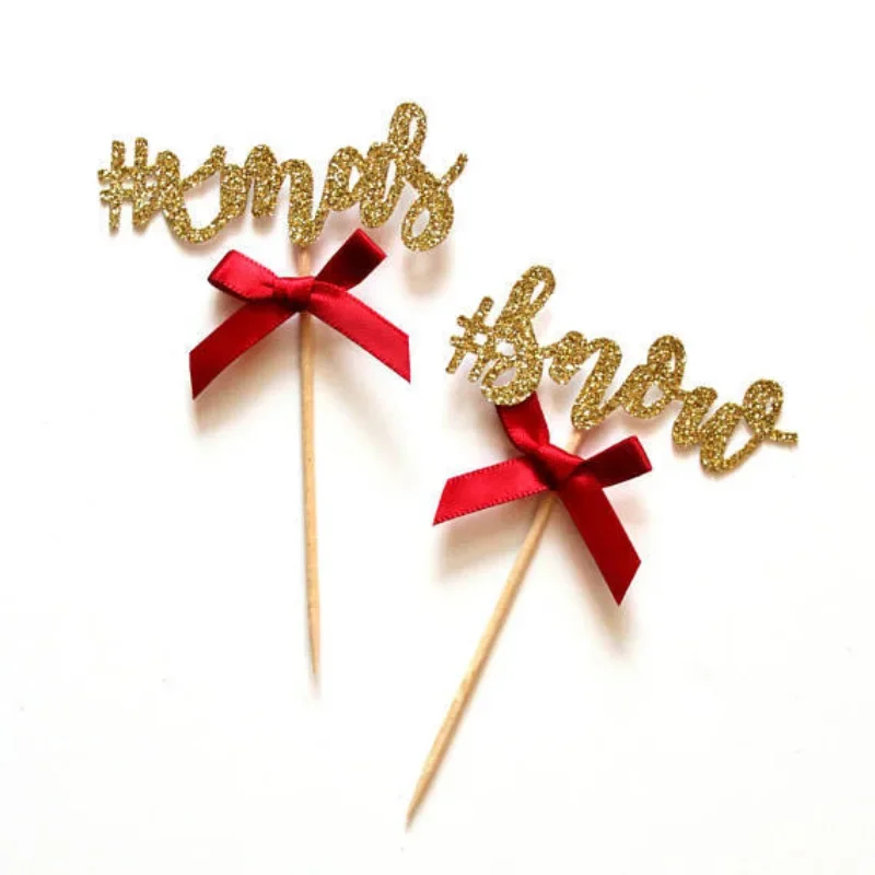 6 шт. красный бант блестящие золотые рождественские снежные буквы Топпер для