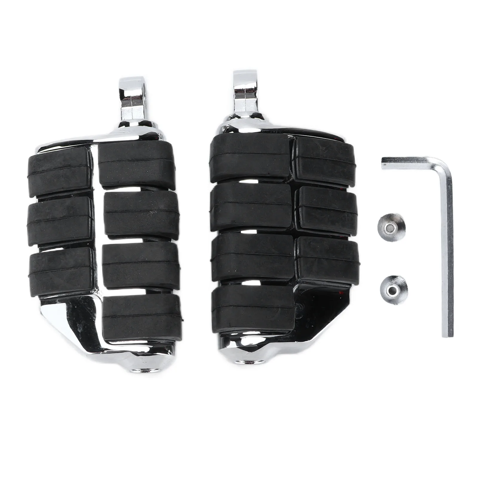 

Motorcycle Footpegs Footrest CNC Aluminum Alloy Rubber Universal Replacement For KawasakiChrome