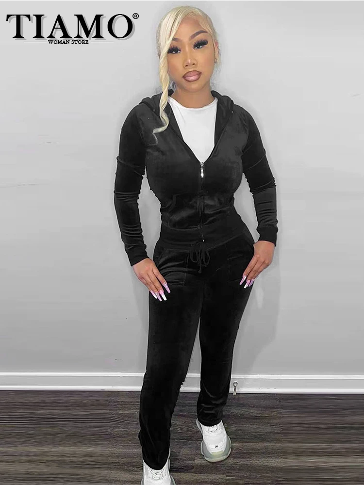 

Женские комплекты из двух предметов, оптовая продажа, Прямая поставка, бархатный облегающий спортивный костюм с капюшоном на молнии, повсед...