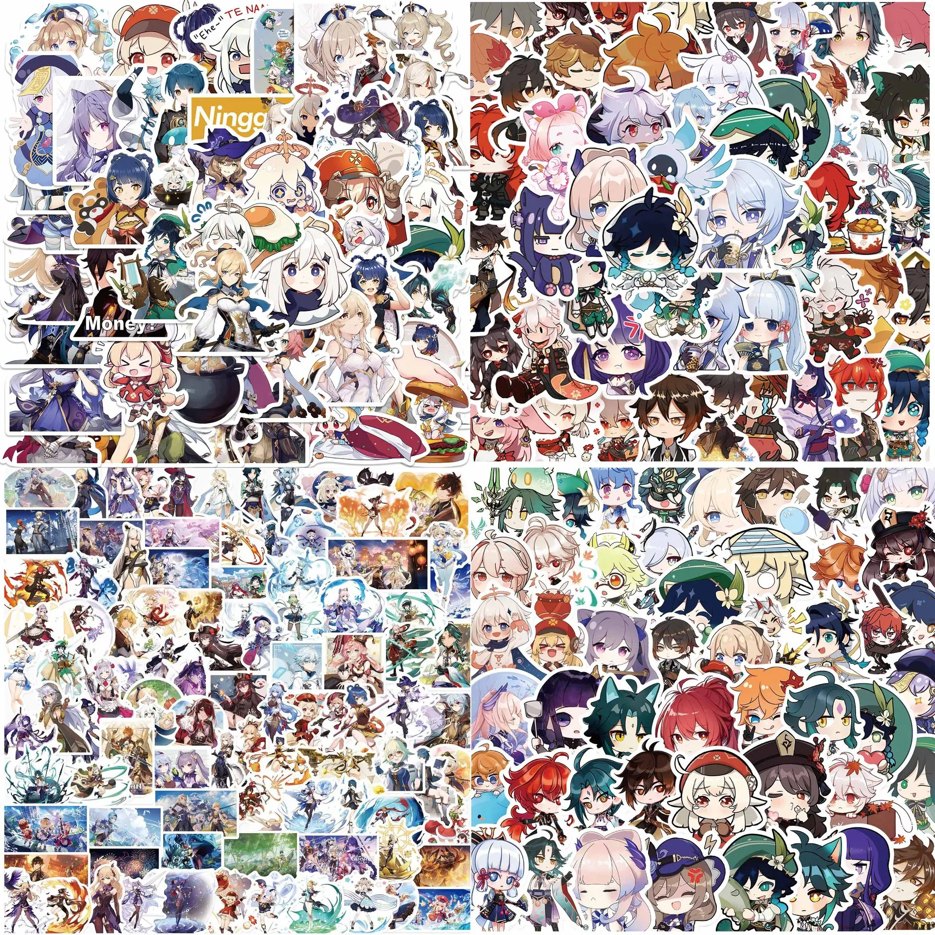 

New 50-300 Pieces/set Kawaii Original God Impact Game Animation Stickers DIY laptop Stickers