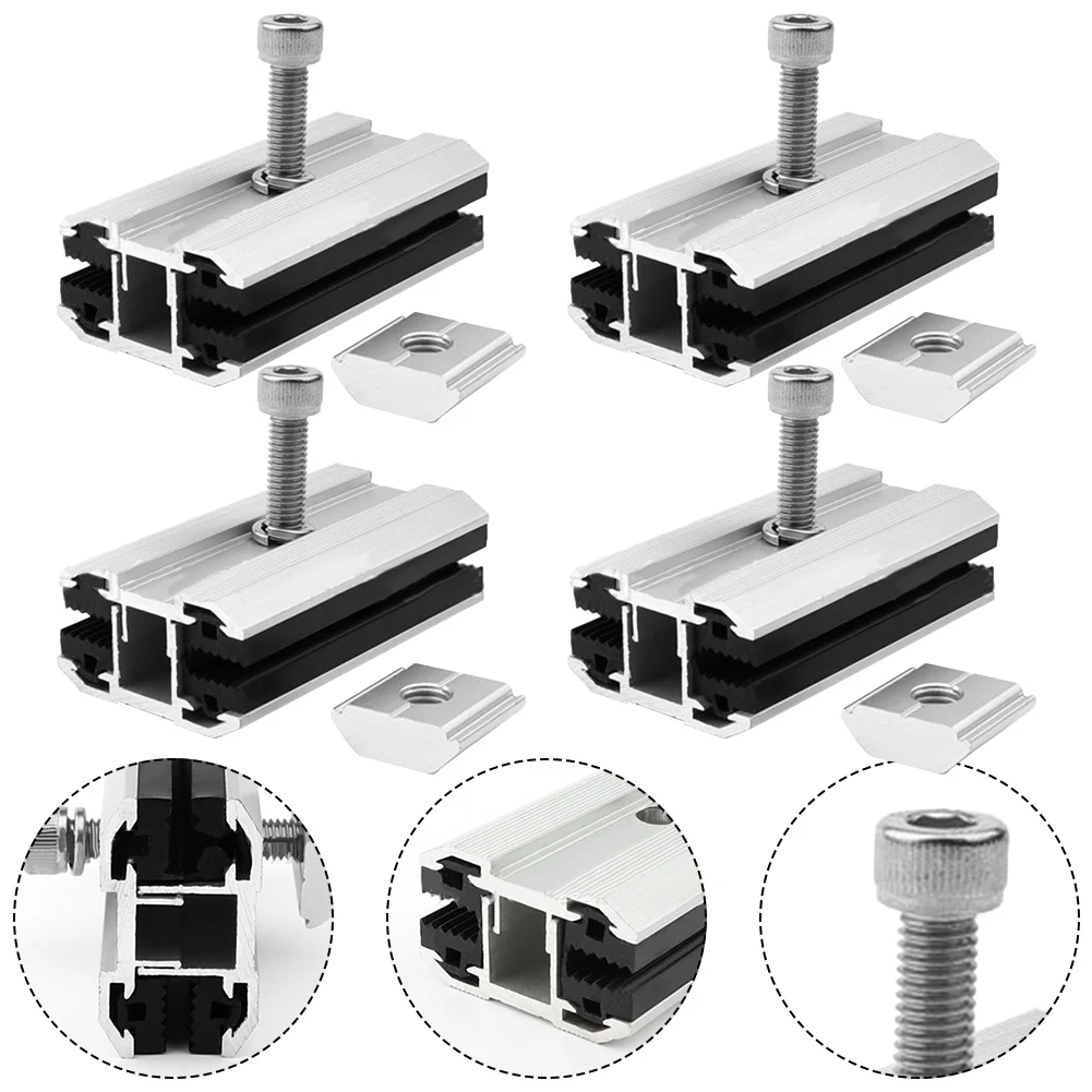 

1/4pcs Solar Panel Thin Film Middle Clamp 80*46*28.6mm Aluminum For Connecting And Fixing Photovoltaic Rails Accessories 200mm