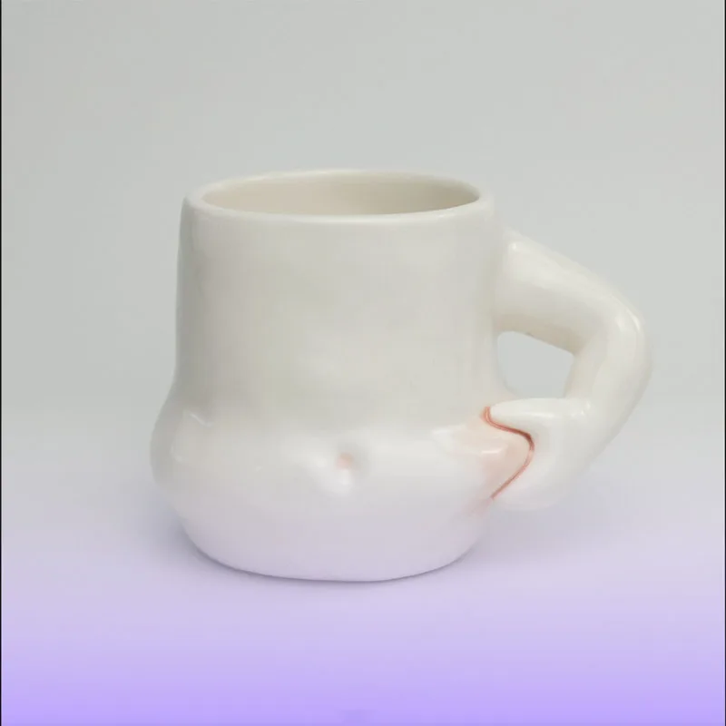 

TingKe creative hand squeeze belly ceramic mug modern household ceramic coffee cup water cup funny cute human cup birthday gift