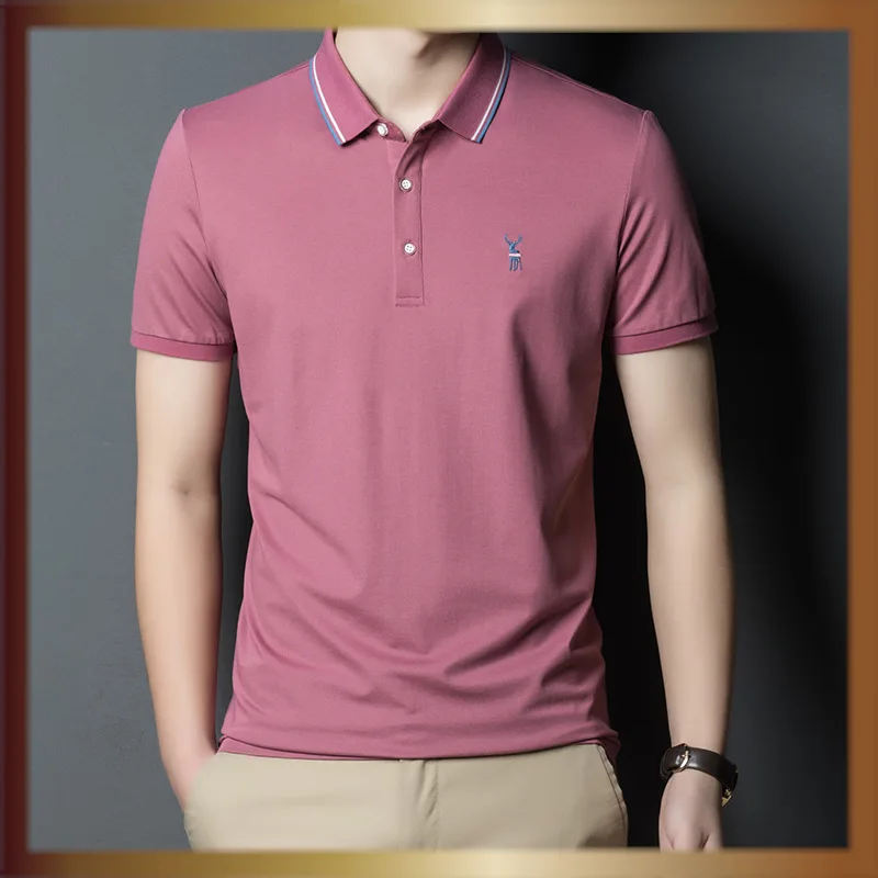 

Summer brand men's Silk short sleeve T Shirt 2022 new trend slim POLO shirt on clothes
