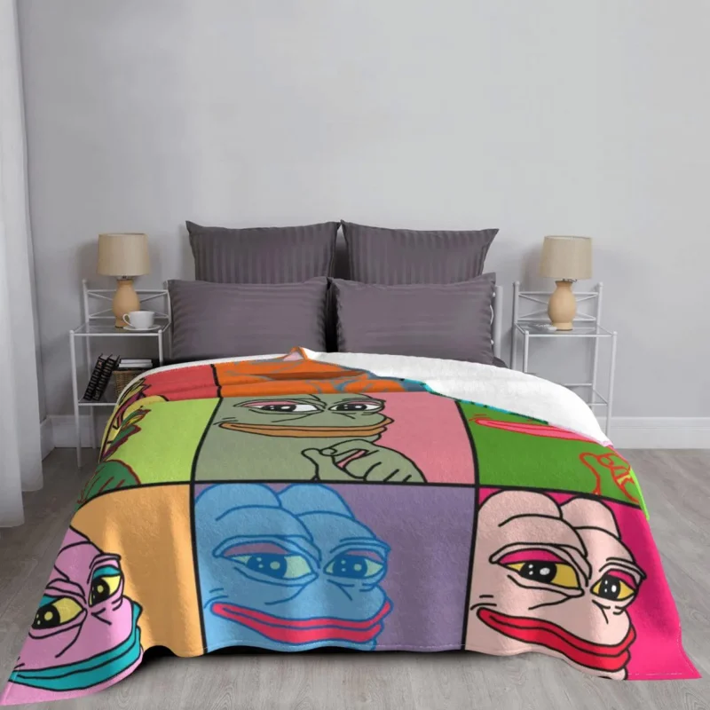

Pepe The Frog Cartoon Blankets Flannel Winter Apu Apustaja Portable Soft Throw Blankets for Home Outdoor Bedspread