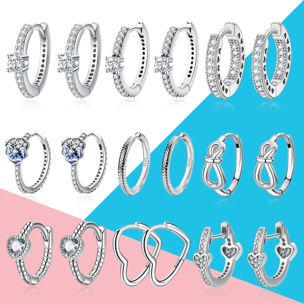 

Женские серьги-кольца из серебра 100% пробы, с фианитом