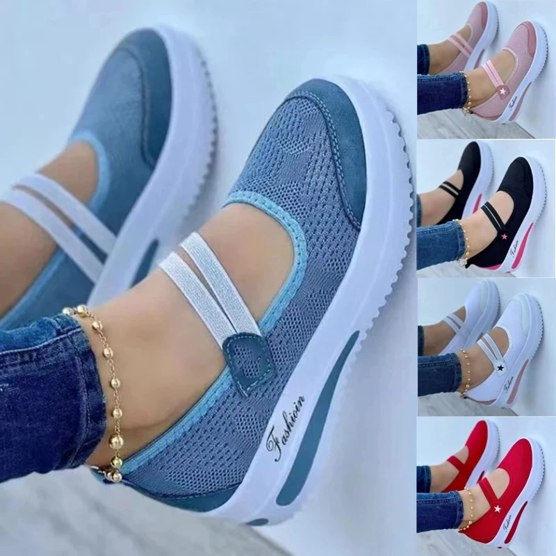 

Women Platform Shoes Women 2022 Summer Sneakers Plus Size 43 Women Breathable Mesh Sport Shoes Non Slip Woman Vulcanize Shoes