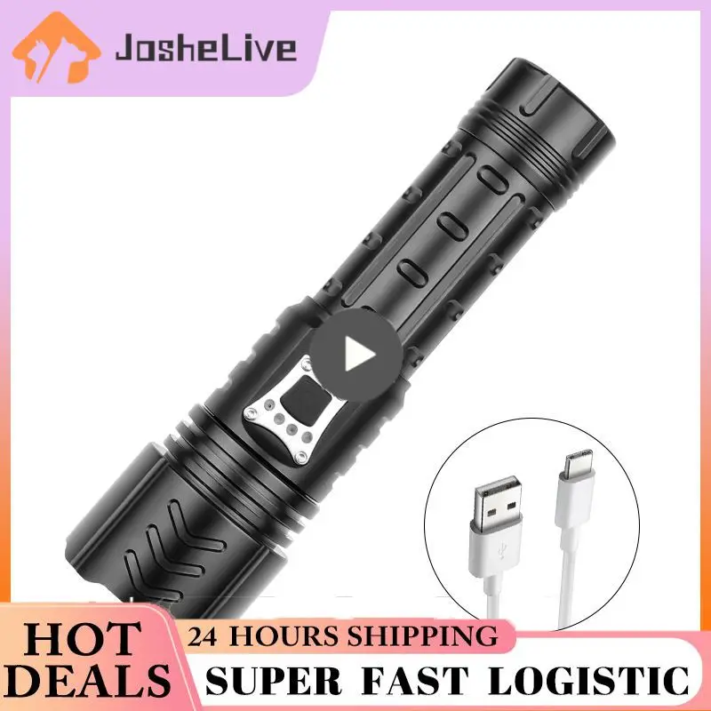 

XHP90 LED Outdoor Flashlight Telescopic Zoom Torch USB Charging Hand Lamp For Outdoor Camping Car