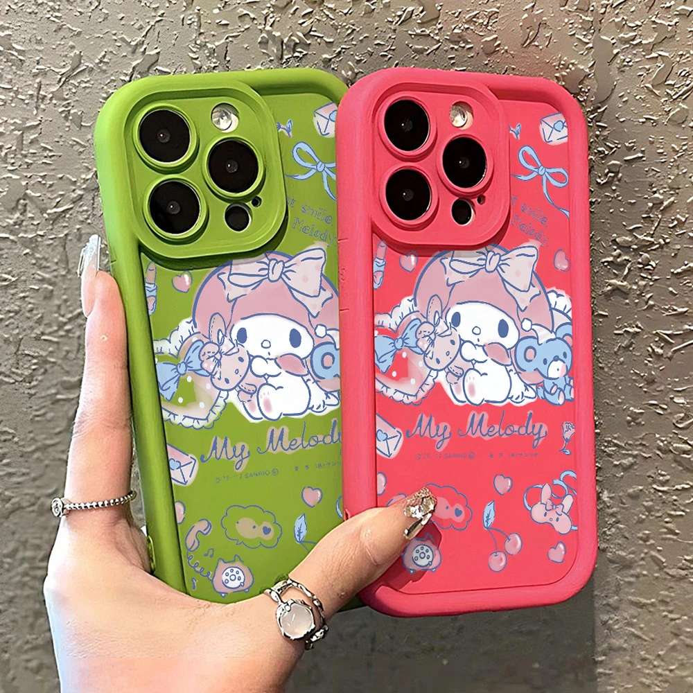 Pink My Melody Phone Case for Apple iPhone 16 15 14 Plus 13 12 11 iPhone16 Pro Max X Xs XR 8 7 SE Soft Shell TPU Cover