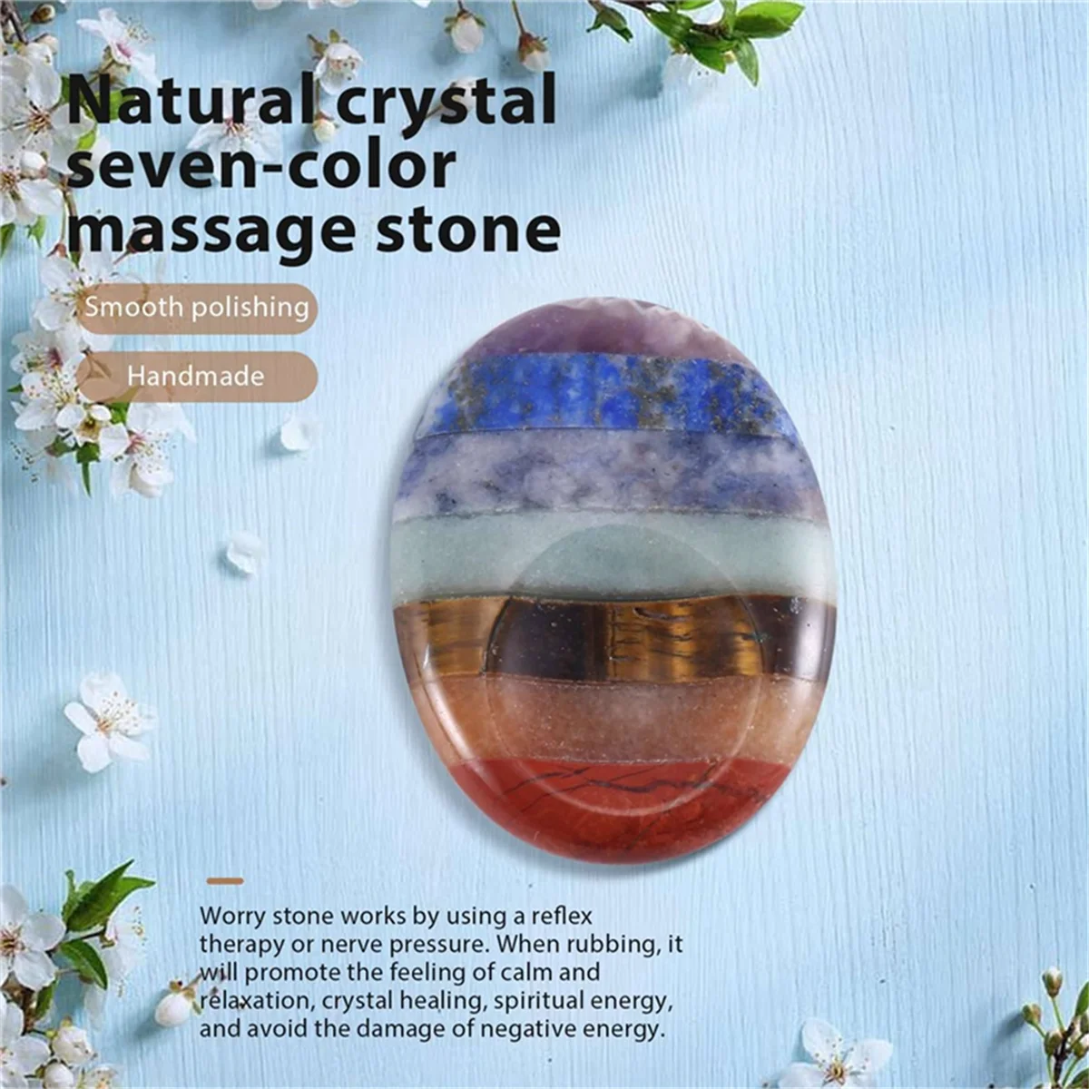 7-чакраный камень для беспокойства с большим пальцем снятия стресса медитации