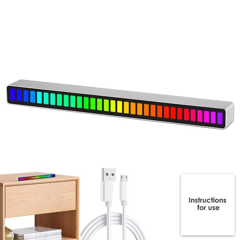 

Music Sync Lights Colorful Audio Spectrum Bar RGB Light Colorful Light Bar Voice-Activated Ambient Light LED For Car Accessories