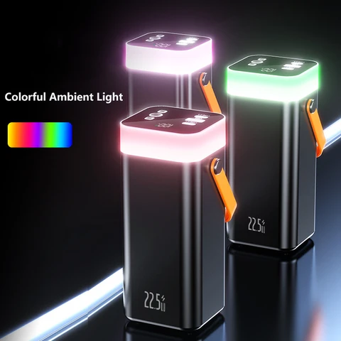 Power Bank 50000 мАч с кабелем USB C Портативное быстрое зарядное устройство PD 22,5 Вт Powerbank для iPhone Samsung Huawei Xiaomi Внешняя батарея