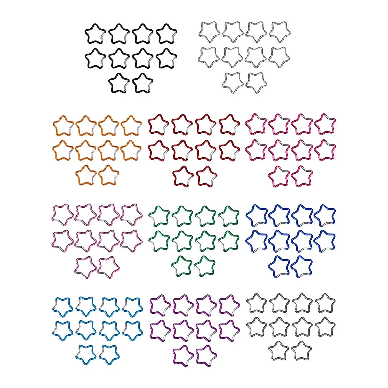 10Pieces Five Pointed Star Shaped Carabiner Key Chain Clip Keyring Hook Heavy