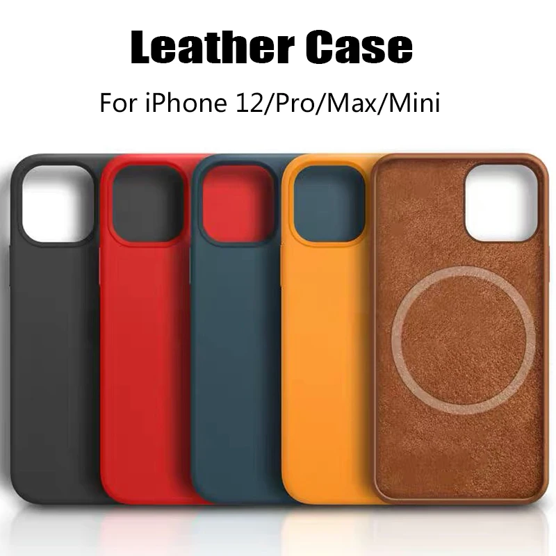

New magnetic leather phone case wireless charging case For iPhone 13 12 11 Pro max solid color simple 2022 case Protective Cover
