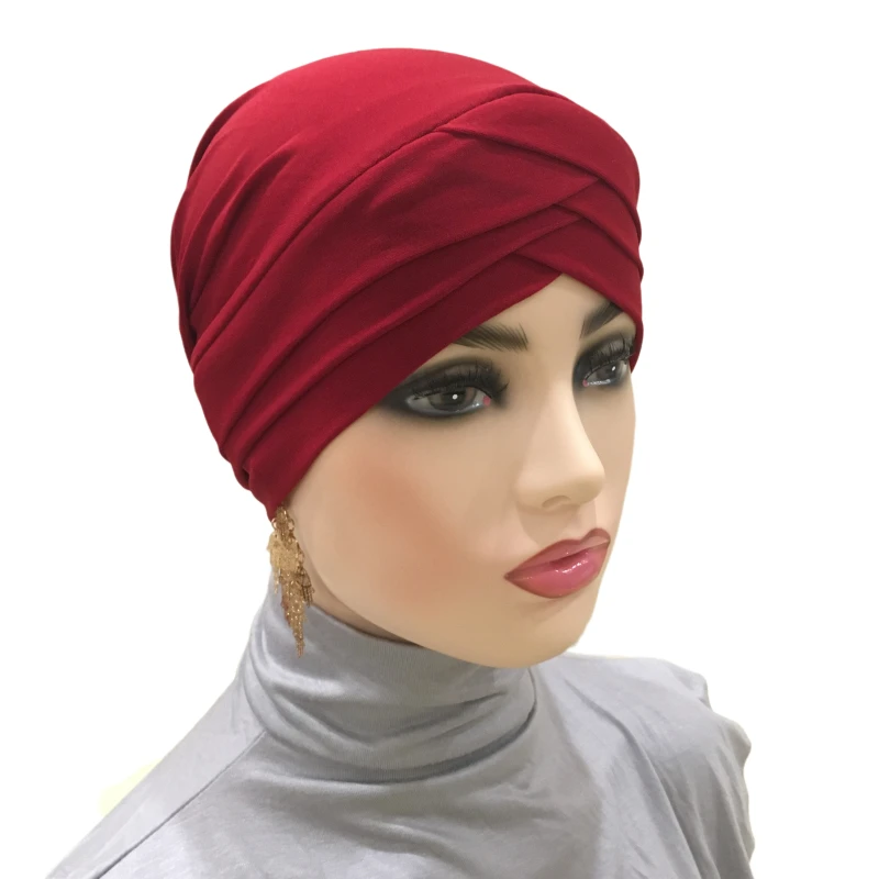 H139a высококачественный крестообразный мусульманский женский шарф-Тюрбан Хиджаб
