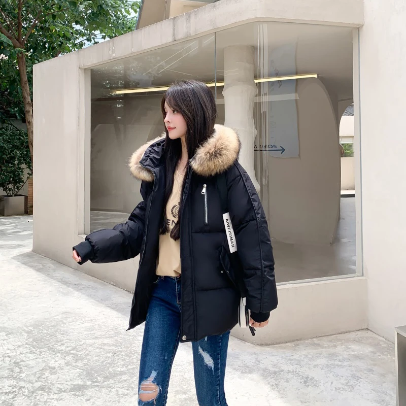 2022 New Winter Jacket Warm Fur Collar Thick Overcoat Fashion  Hooded Parkas Women's Jacket Clothing Female Snow Wear Coatale