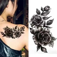 black rose sexy temporary tattoo stickers faux tatouage pour femme fake tattoos for woman falsa tatuaze gomette art waterproof
