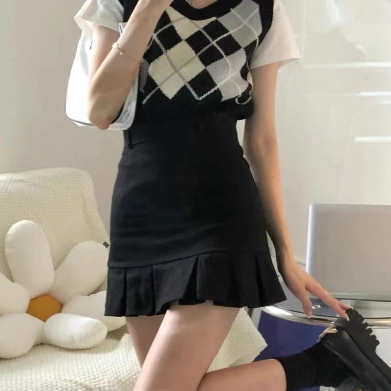 Fashion Pleated Mini Skirt Women Cute Casual Preppy Style High Waist Solid A-line Short Skirt for Girls Summer