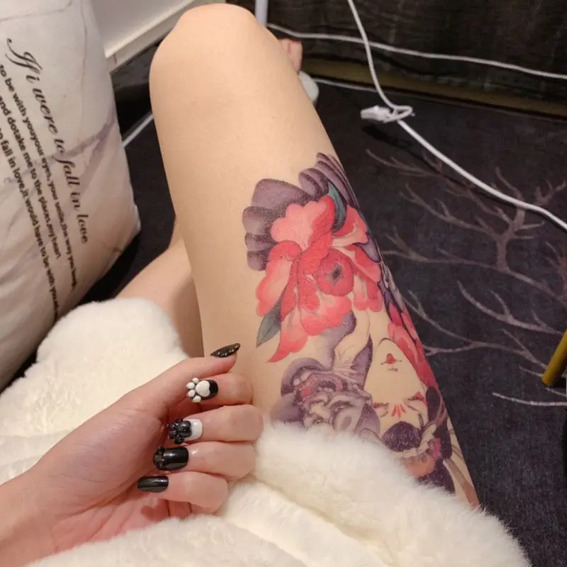 

Татуировки Ukiyoe Geisha для женщин, Эротичные художественные тату-наклейки на руку и бедра, водостойкая поддельная татуировка, стойкий цветок, временная тату-наклейка