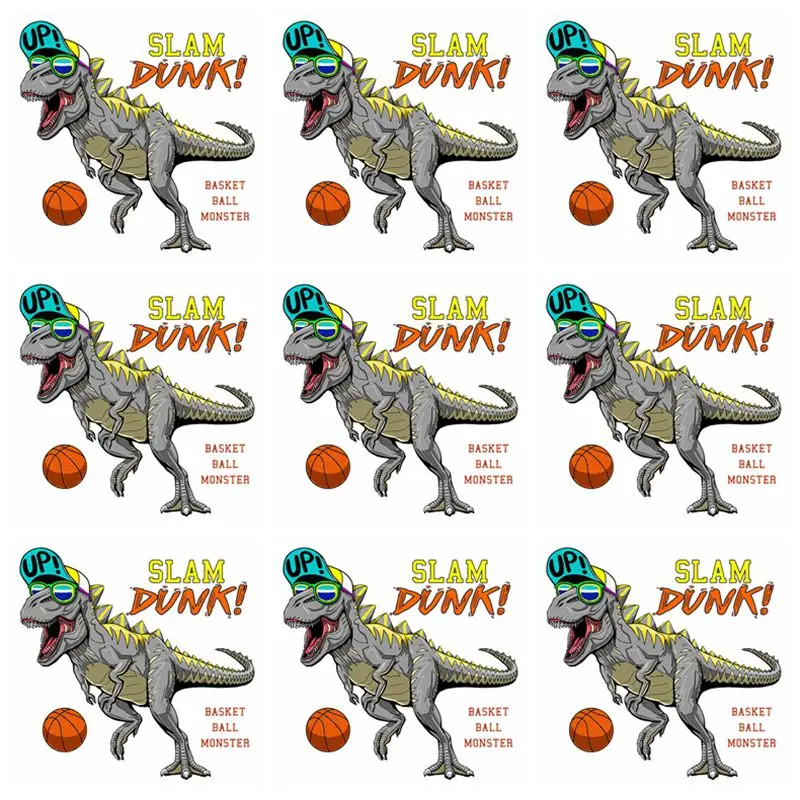 

10Pcs Dinosaur Animal Heat Transfer Cartoon Cool Patches On Clothes Diy Iron On Patches For T-Shirt Clothing Stickers Stripe