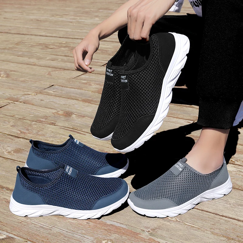 

Summer Sports Shoes Men's Breathable Non-slip Casual Flat Net Men's Shoes Sports Shoes Free Shipping Promotion Black Shoes