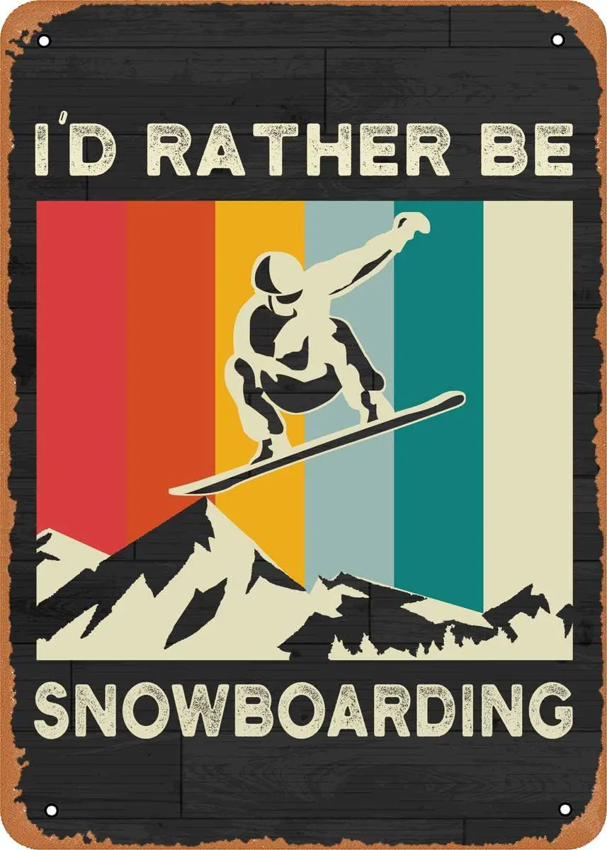 Fnz Vntge Look Metl Sgn — Snowbord Snowboard Desgn 8 x 12 дюймов Tn Plte Wll Decor