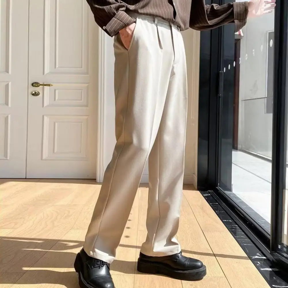 Мужские новые драпированные прямые брюки модные деловые корейские свободные