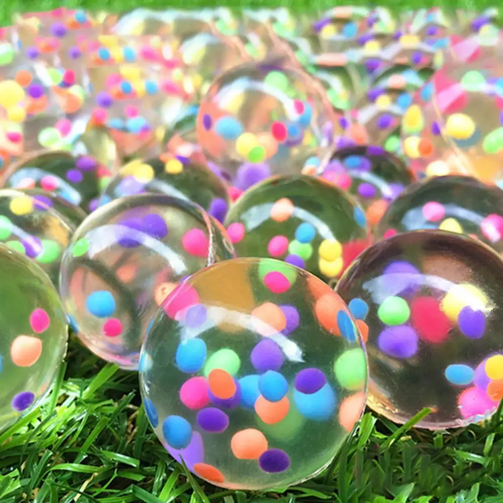 

1PC 32mm Jumping Rubber Ball Toy Clear Anti Stress Games Water Balls Pool Kids Play Bouncing Balls Toys Bath Swimming Outdo A4D2