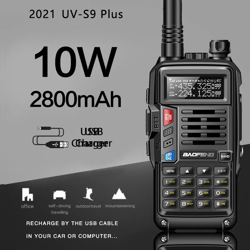 2021 BaoFeng UV-S9Plus Powerful Walkie Talkie Radio 8W/10w 10km Long Range Portable Radio for hunt forest city upgrade 5r